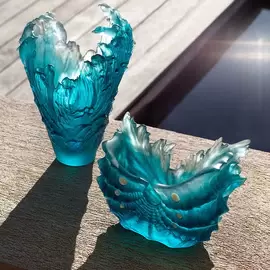 Хрустальная ваза "Seashell" 27.5 см, бирюзовая