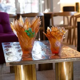 Хрустальная ваза "Tressage Paradis" 27 см, оранжевая