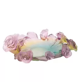 Хрустальная ваза для фруктов "Rose Passion" розовая