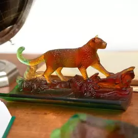 Хрустальная подставка для ручек "Leopard Tropical" янтарно-зеленая