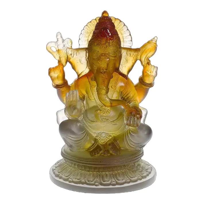 Хрустальная скульптура "Blessing Ganesh" янтарно-серая