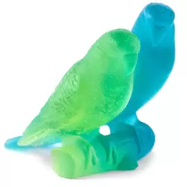 Хрустальная скульптура "Budgerigars Couple" разноцветная