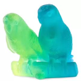 Хрустальная скульптура "Budgerigars Couple" разноцветная