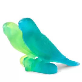 Хрустальная скульптура "Budgerigars Couple" разноцветная