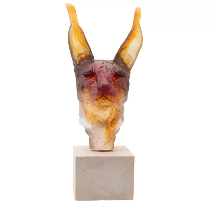 Хрустальная скульптура "Caracal" оранжевая