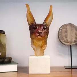 Хрустальная скульптура "Caracal" оранжевая