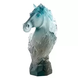 Хрустальная скульптура "Chess Knight" голубая