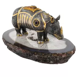 Bronze sculpture "Durer's Rhinoceros" on an agate stand