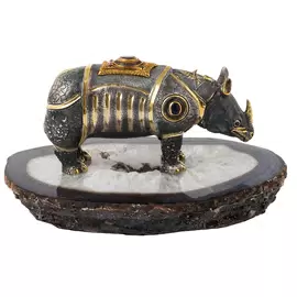Bronze sculpture "Durer's Rhinoceros" on an agate stand