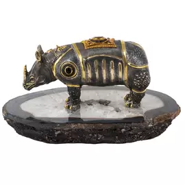 Bronze sculpture "Durer's Rhinoceros" on an agate stand