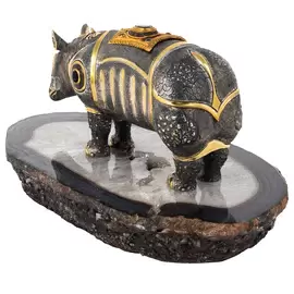Bronze sculpture "Durer's Rhinoceros" on an agate stand