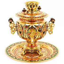 Самовар "Хохлома" с подносом, Златоуст