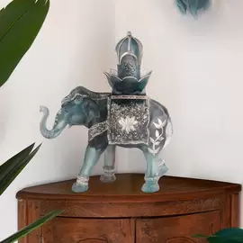 Хрустальная скульптура "Elephant Shalmara" голубая