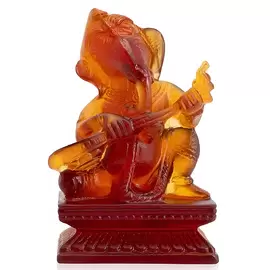Хрустальная скульптура "Ganesh musician Veena" оранжевая