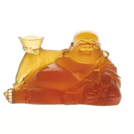 Хрустальная скульптура "Happy Bouddha" оранжевая