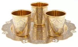 Набор для вина "Золотой цветок" на 3 персоны, Златоуст