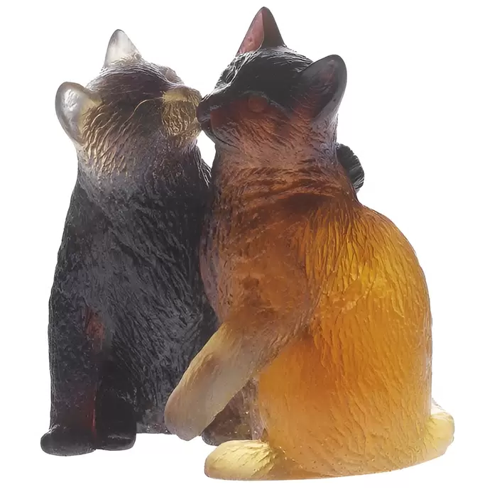 Хрустальная скульптура "Kittens" коричневая