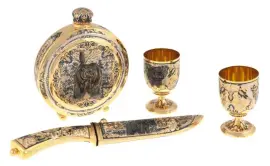 Набор охотничий "Медведь" на 2 персоны, Златоуст Набор охотничий "Медведь" на 2 персоны, Златоуст