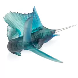 Хрустальная скульптура "Sailfish" голубая