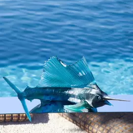 Хрустальная скульптура "Sailfish" голубая
