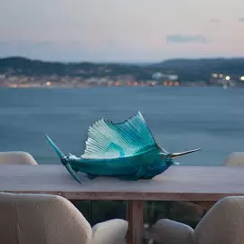 Хрустальная скульптура "Sailfish" голубая