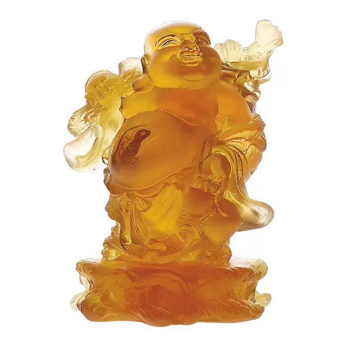 Хрустальная скульптура "Standing Bouddha" оранжевая
