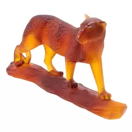 Хрустальная скульптура "Tropical leopard" оранжевая