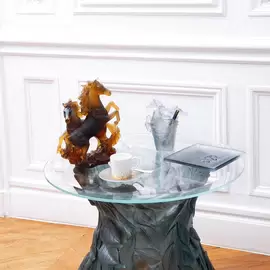 Хрустальная скульптура "Гарцующие кони" коричневая