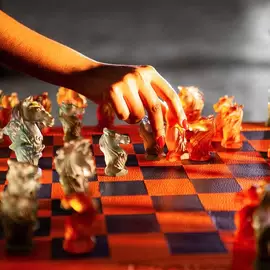 Шахматы "Cavalcade" с хрустальными фигурами, оранжевые