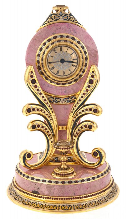 Fantasy table clock rhodonite, Zlatoust