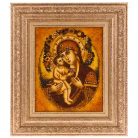 Икона из янтаря "Божья Матерь Владимирская"