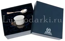 Кофейная чашка из серебра "Богема" с ложкой