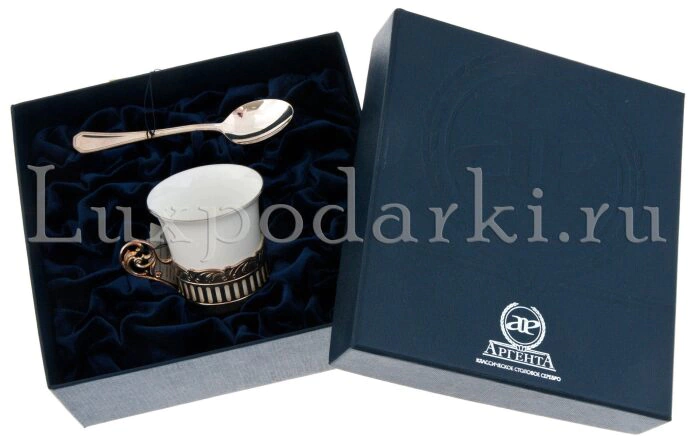 Silver coffee cup "Bohemian" with a spoon
