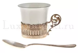 Кофейная чашка из серебра "Богема" с ложкой