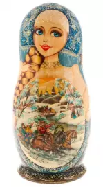 Матрёшка на 20 мест "Зимние забавы" 35 см