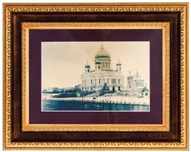 Картина на сусальном золоте "Москва. Храм Христа Спасителя"