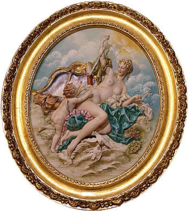 Bas-relief "Venus and Cupid" in color