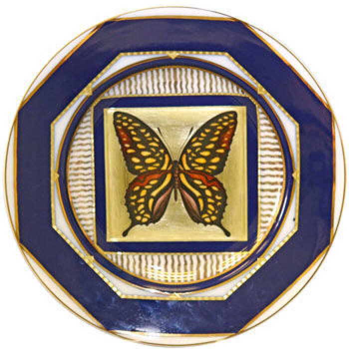 Decorative plate "Flat" with "Butterfly 10" pattern