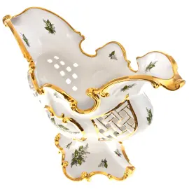 Ваза для фруктов, на ножке, белая, с рисунком ландыш Ваза для фруктов, на ножке, белая, с рисунком ландыш