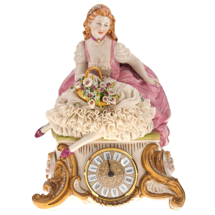 Table clock "Lady with flowers"
