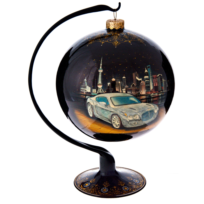 Christmas ball Palekh "Bentley" on a stand