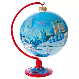 Ёлочный шар "Морозная речка" на подставке