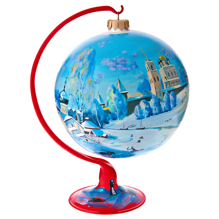 Christmas tree ball "Frosty River" on a stand