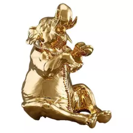 Статуэтка "Сидящий слон" большая, цвет: золотой