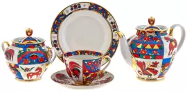 Чайный сервиз "Весенний" с рисунком "Народные узоры" на 6 персон, 20 предметов