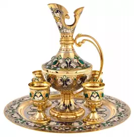 Набор для вина с чарками "Восточный" с малахитом, Златоуст