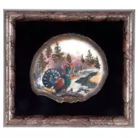 Картина на агате "Глухариный ток"