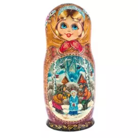 Матрёшка на 10 мест "Русское село" 35 см