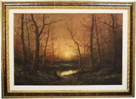 Картина "Закат в лесу" Gnocchi