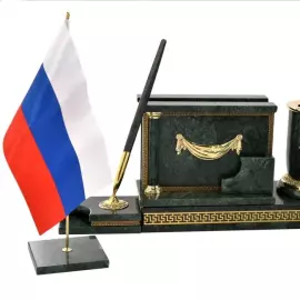 Настольный набор руководителя из мрамора "Лев"